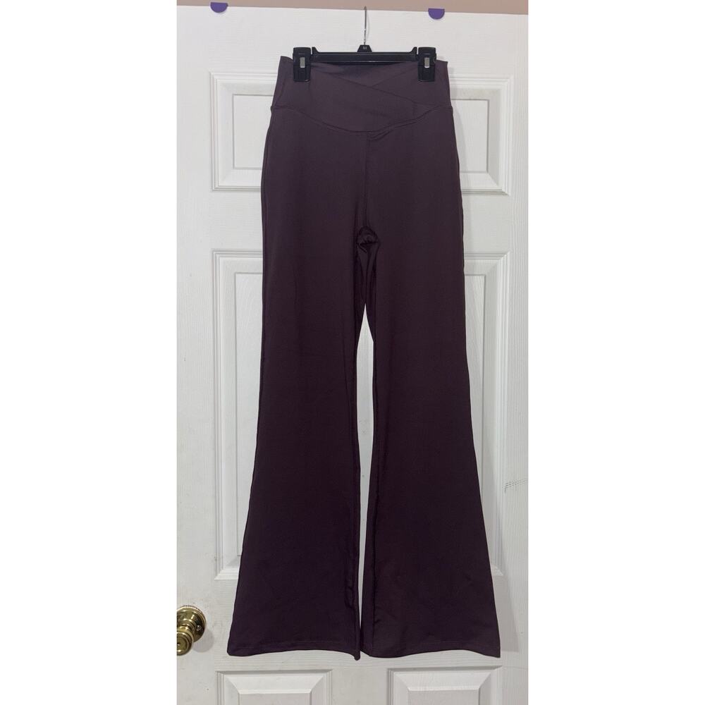 Halara M Crossover Waist Flare Yoga Pants Eggplant Purple Medium
